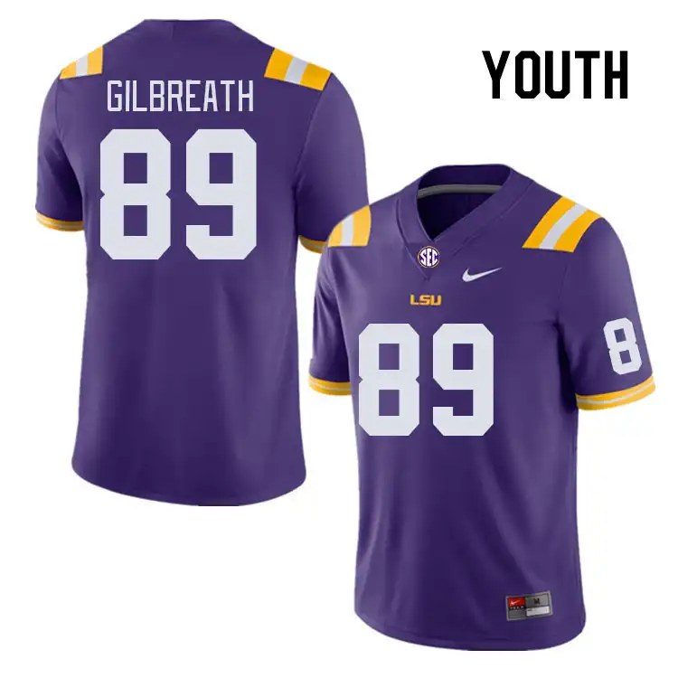 Youth LSU Tigers Connor Gilbreath #89 Purple NCAA Football Jersey